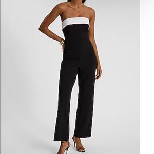 Express Tipped Strapless Wide Leg Jumpsuit (small)